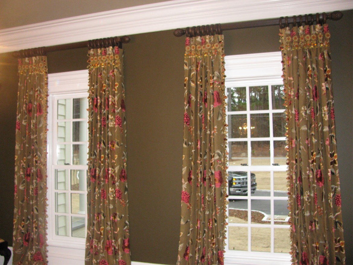 Floral Gold Drapes Raleigh