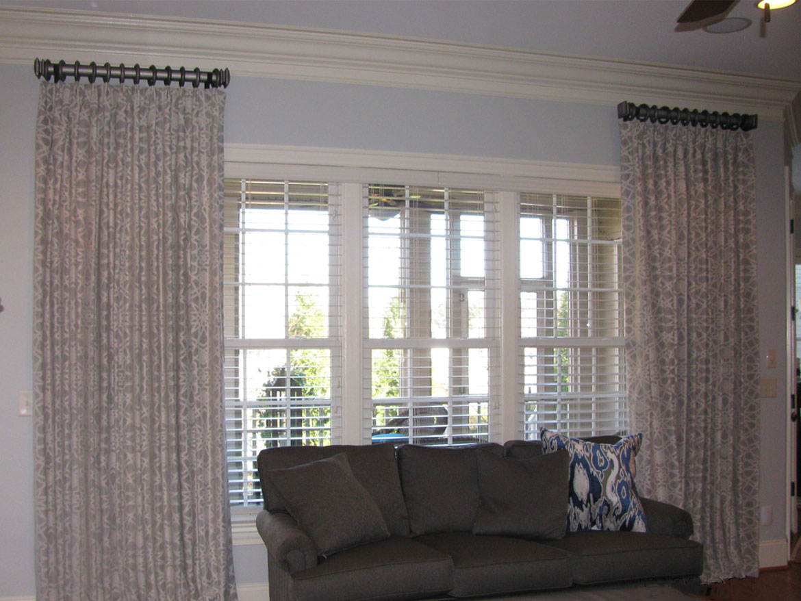 Geometric print living room drapes in Raleigh